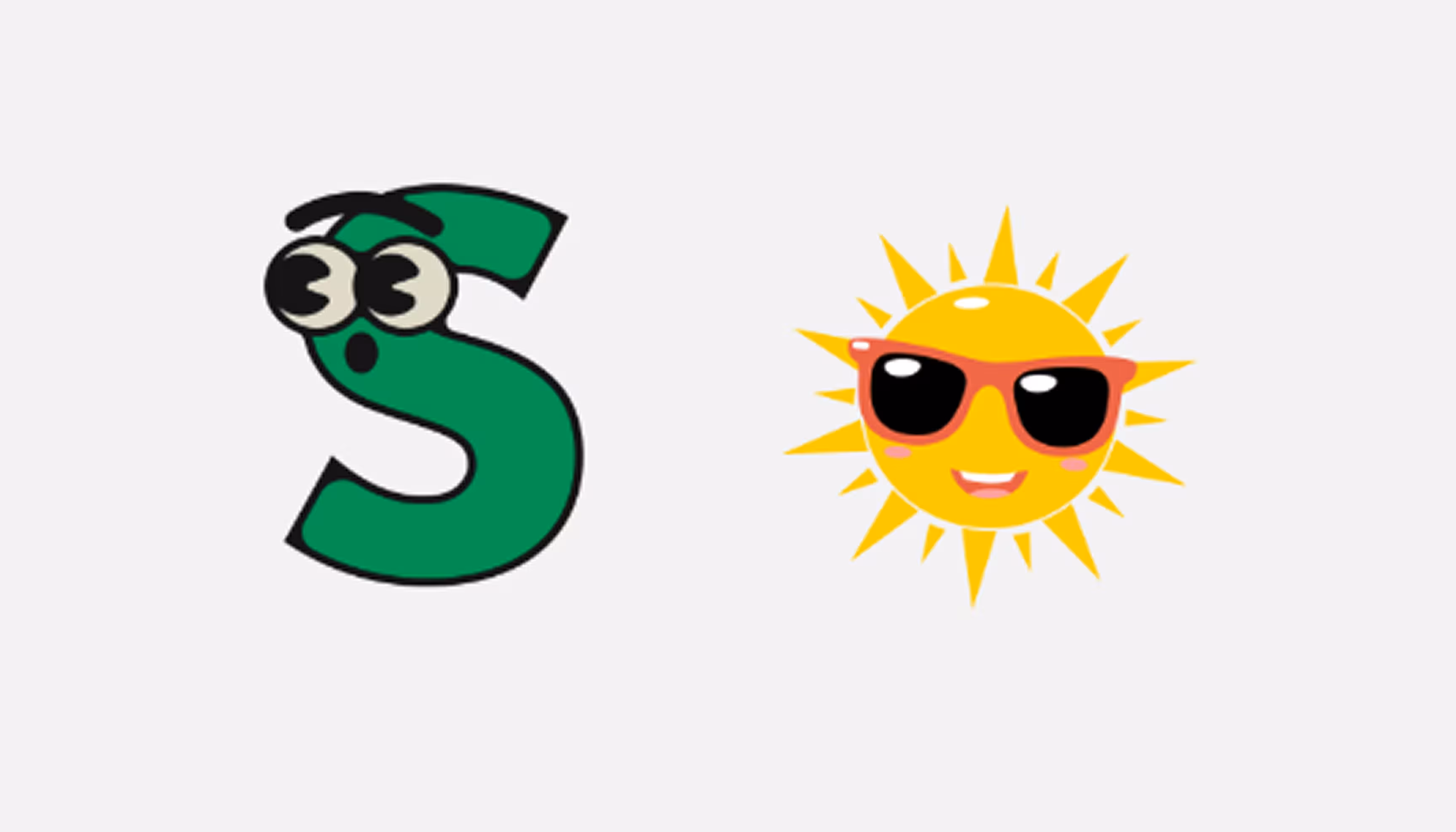 "Pictures of the letter S and of a sun."
