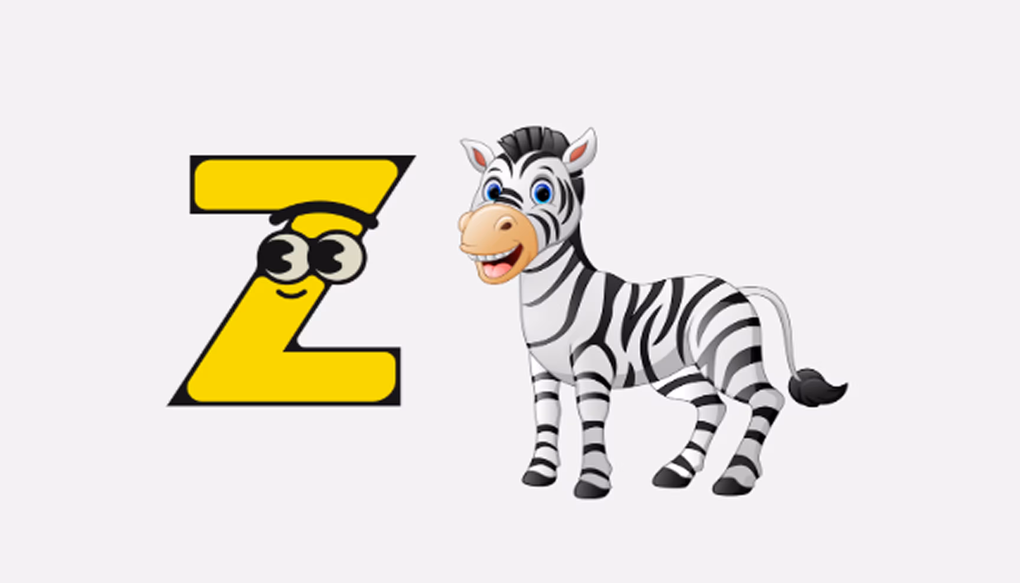 "Pictures of the letter Z and of a zebra."