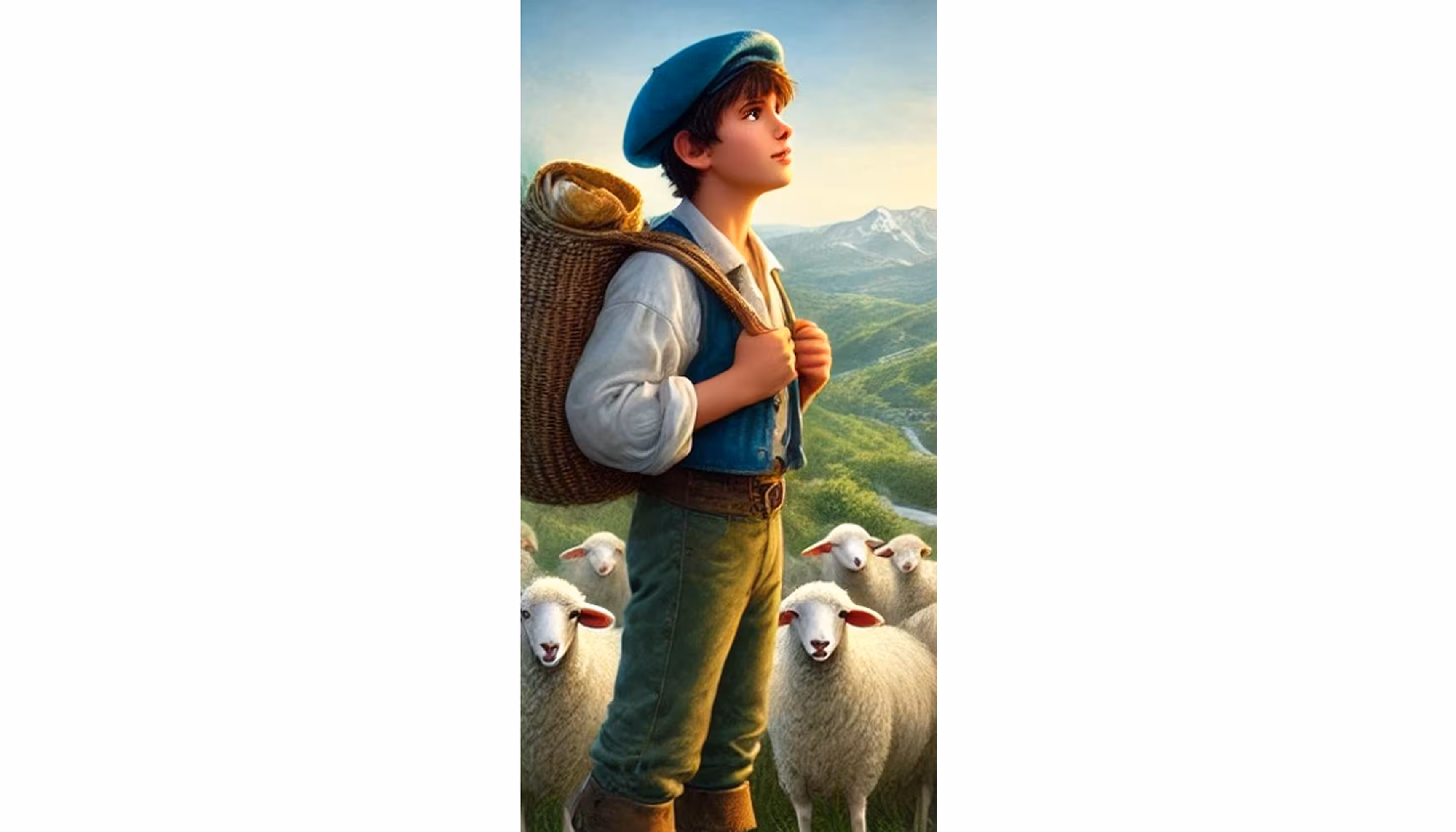 "A young shepherd with his sheep."