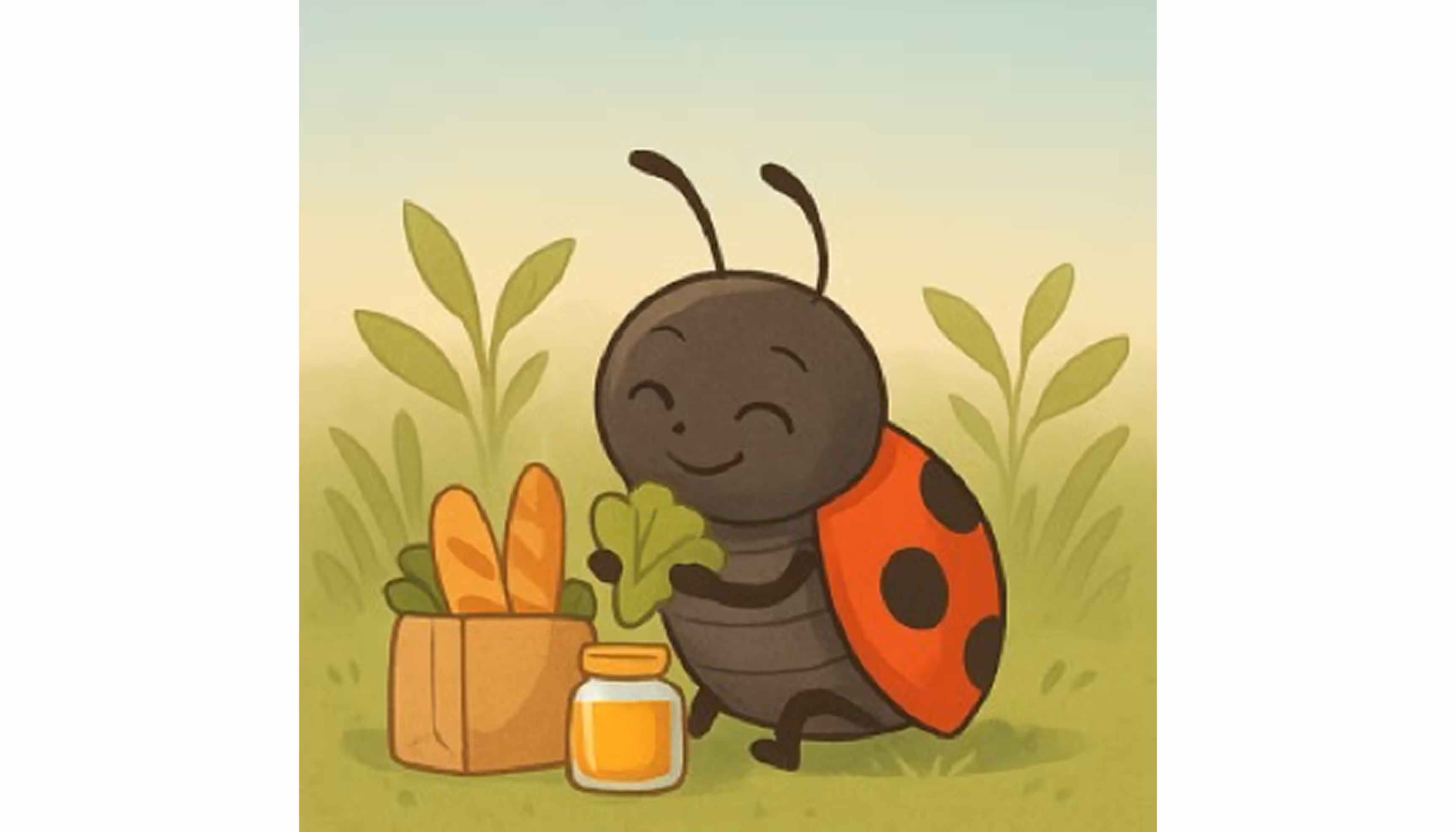 "A happy ladybug enjoying her meal."
