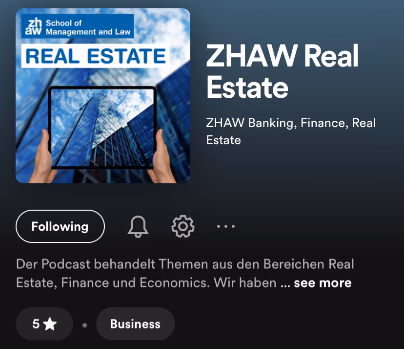Bestag im Podcast "Future of Real Estate" der ZHAW