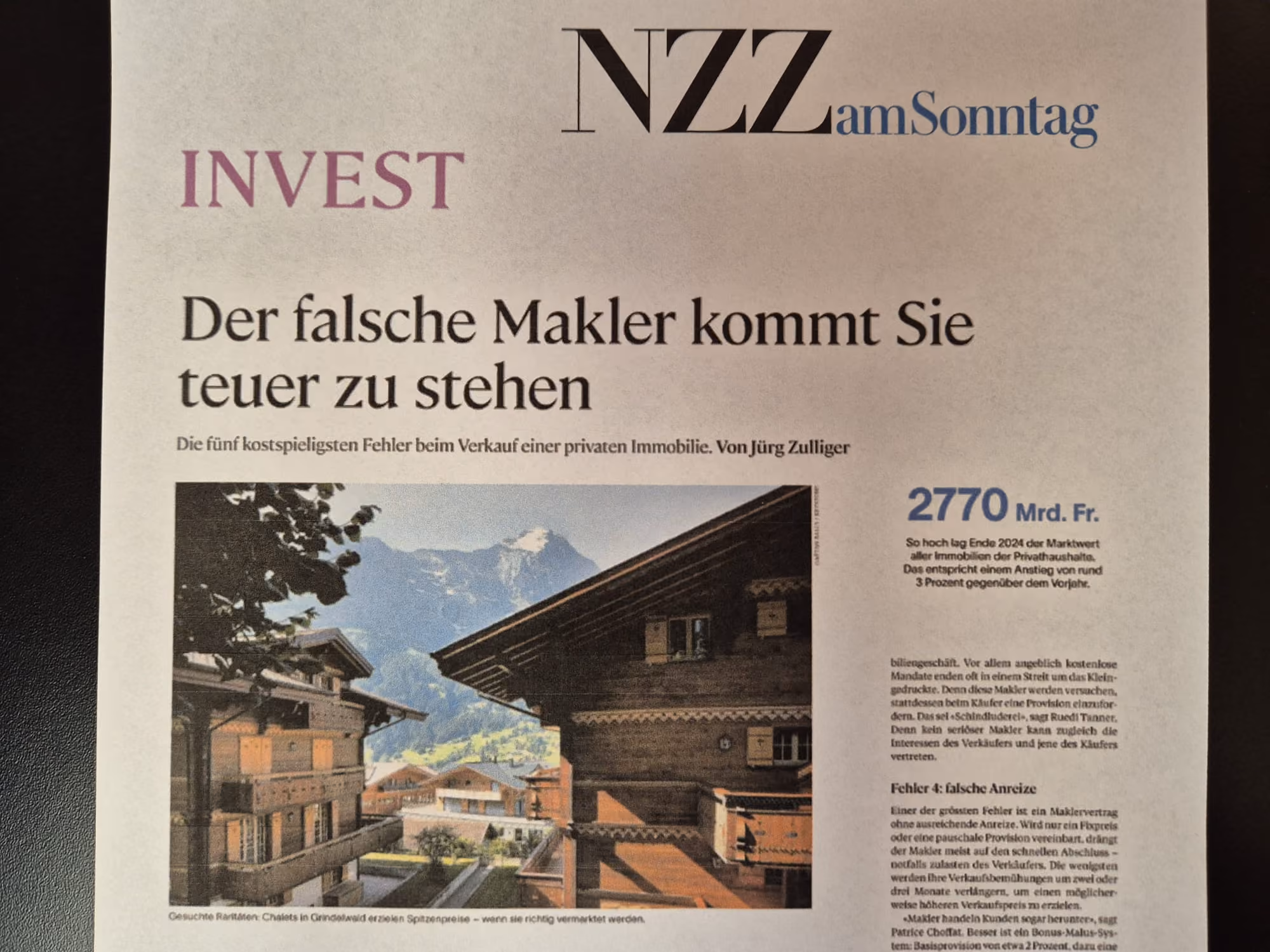 NZZaS - Immobilienverkauf: die fünf teuersten Fehler von Privaten