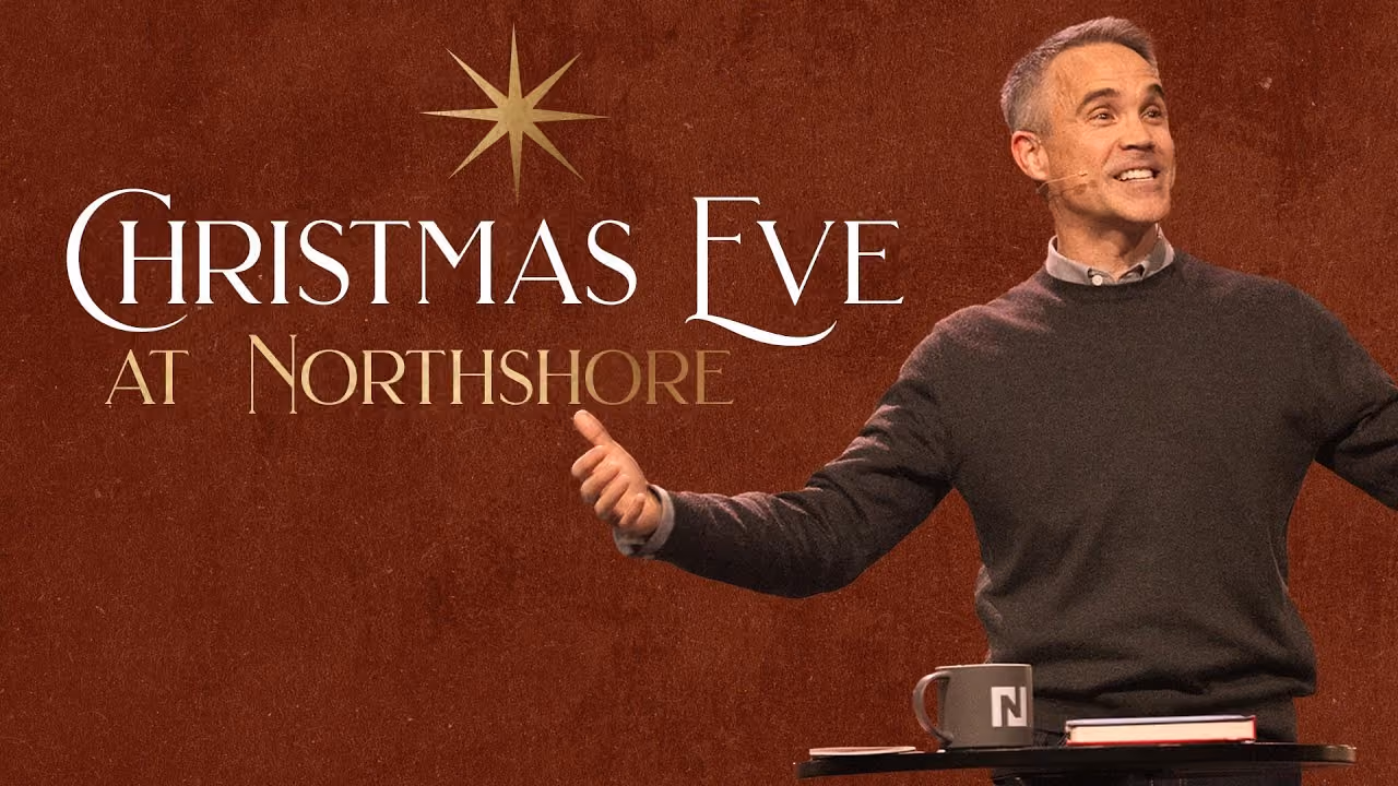 Christmas Eve 2025 sermon title card with Scott Scruggs at Northshore Church.