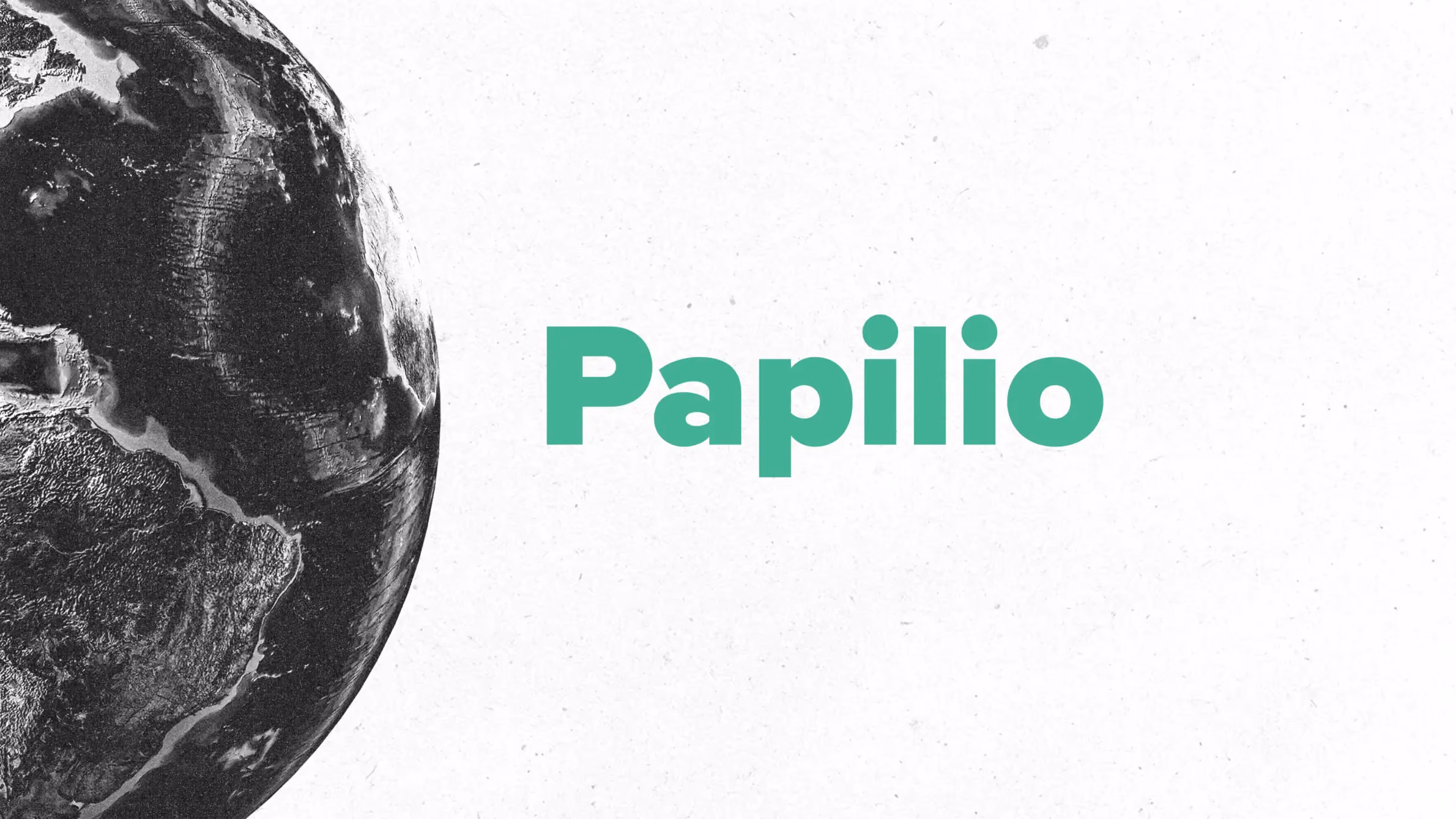 Papilio logo featuring an earth globe, representing Northshore's Spain partnership.