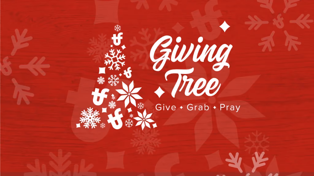 Giving Tree graphic reading give, grab, and pray.