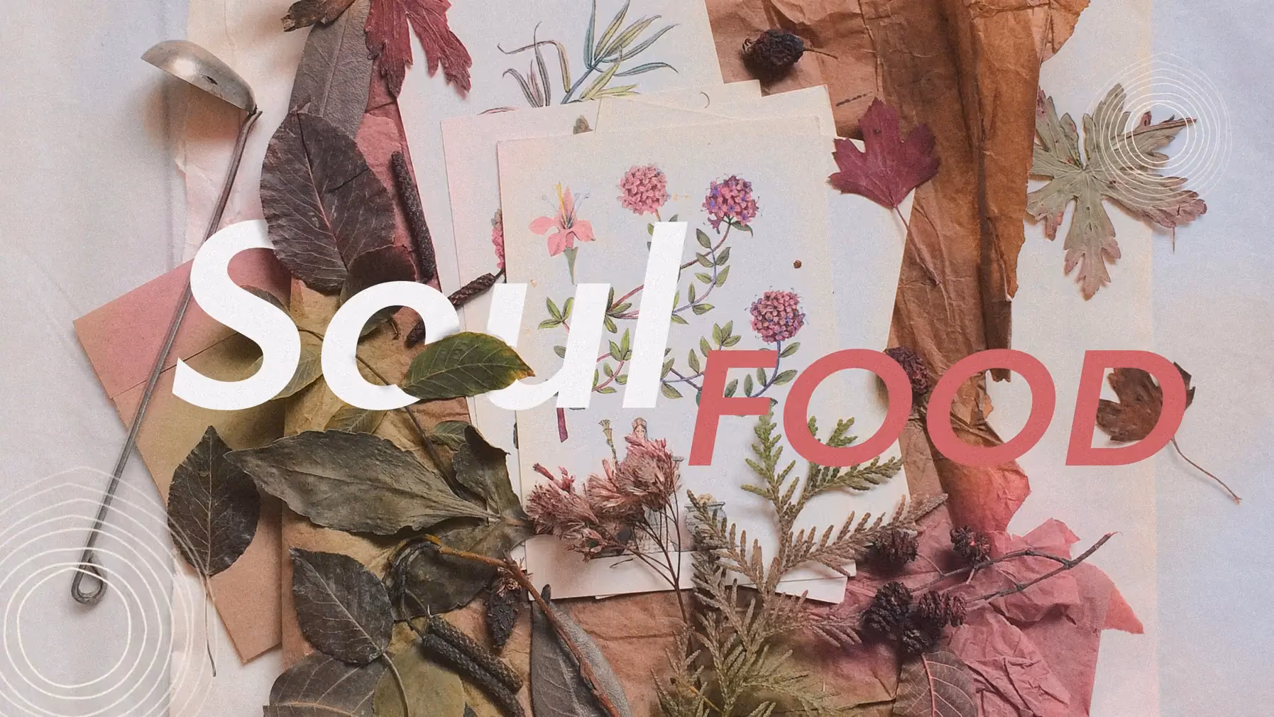 Dried leaves and flowers with text Soul FOOD.