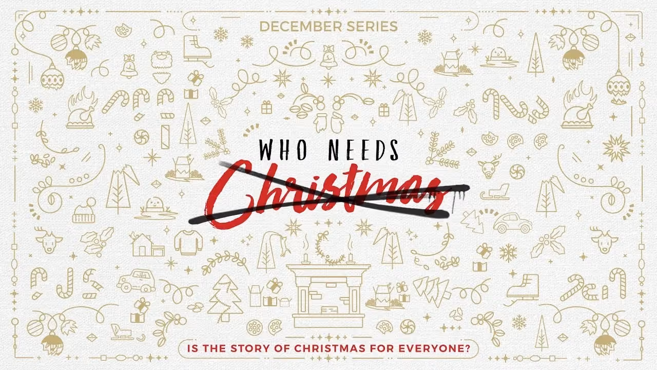 Christmas-themed graphic with crossed-out word and question about inclusivity for everyone.