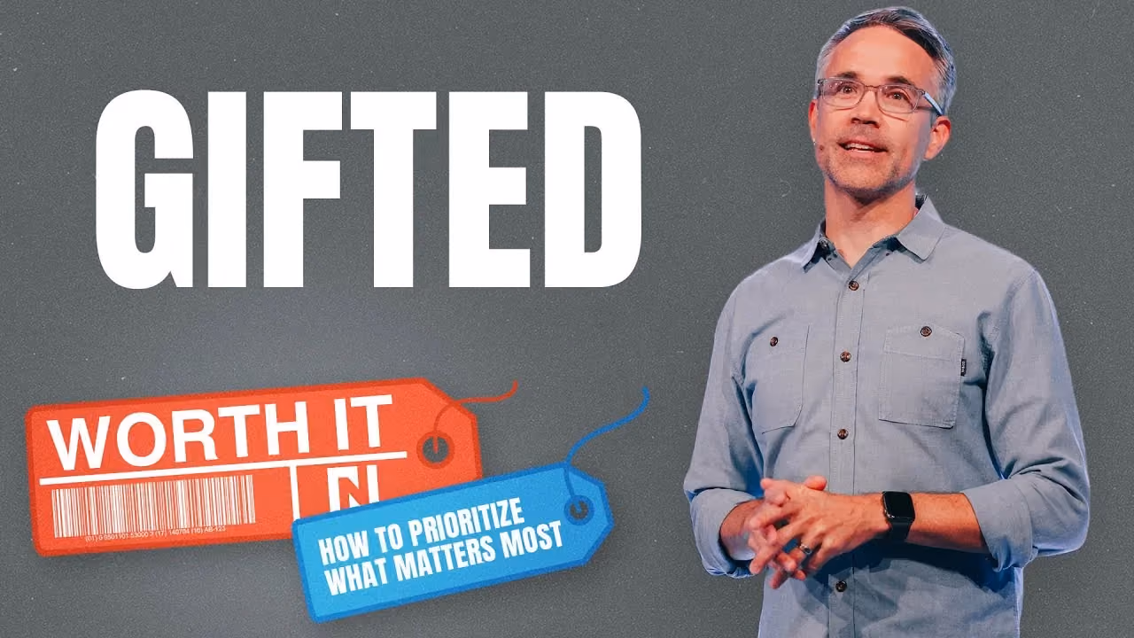Gifted, Worth It series, speaker in glasses with hands clasped beside a red price-tag logo.