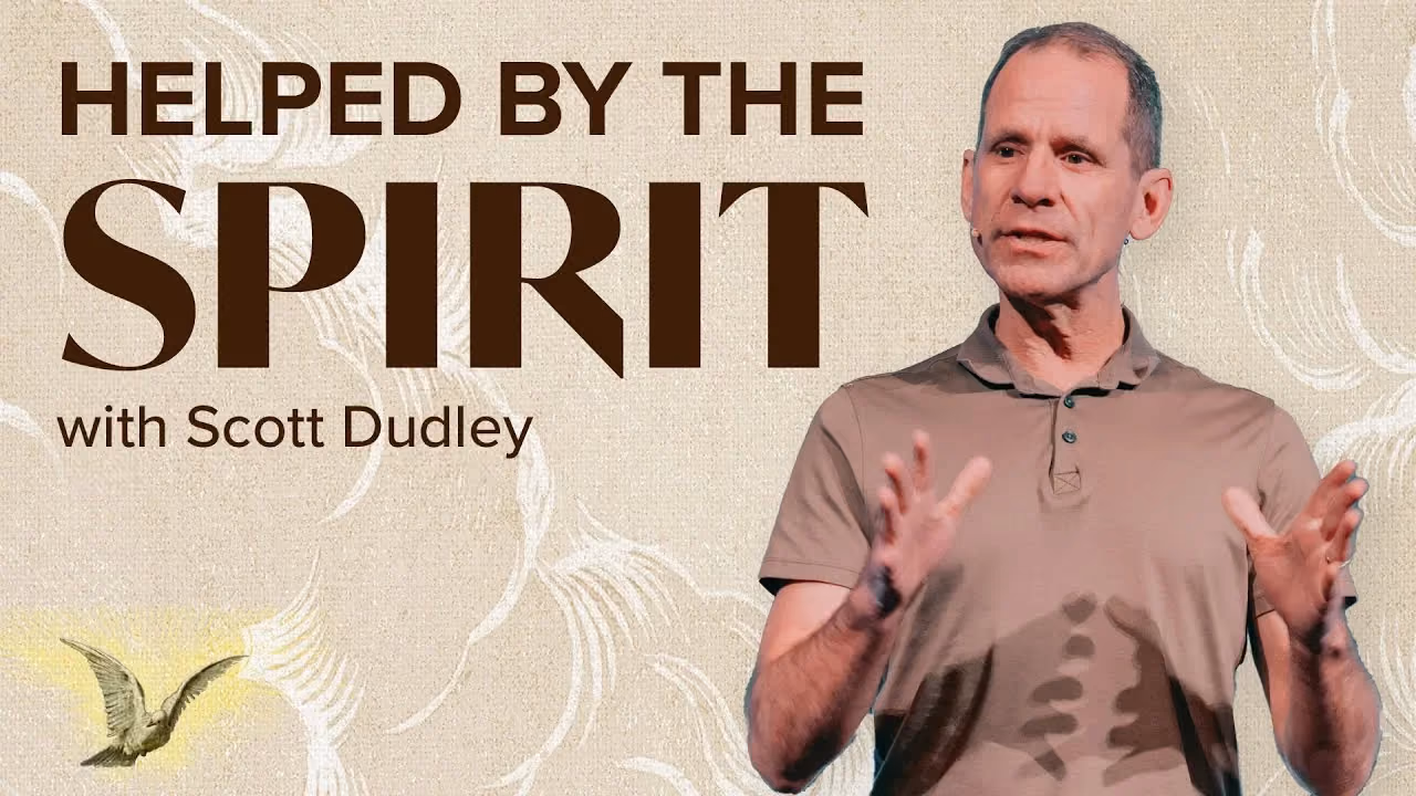 Helped by the Spirit with Scott Dudley, both hands raised open while speaking.