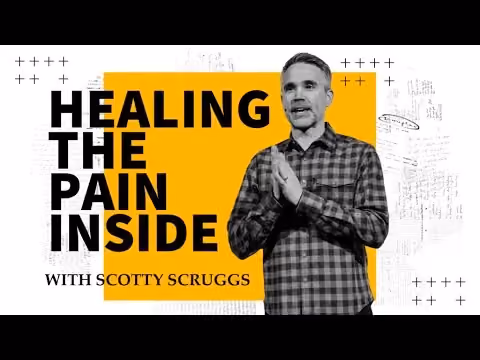 Healing the Pain Inside with Scotty Scruggs, hands clasped in a black-and-white portrait.