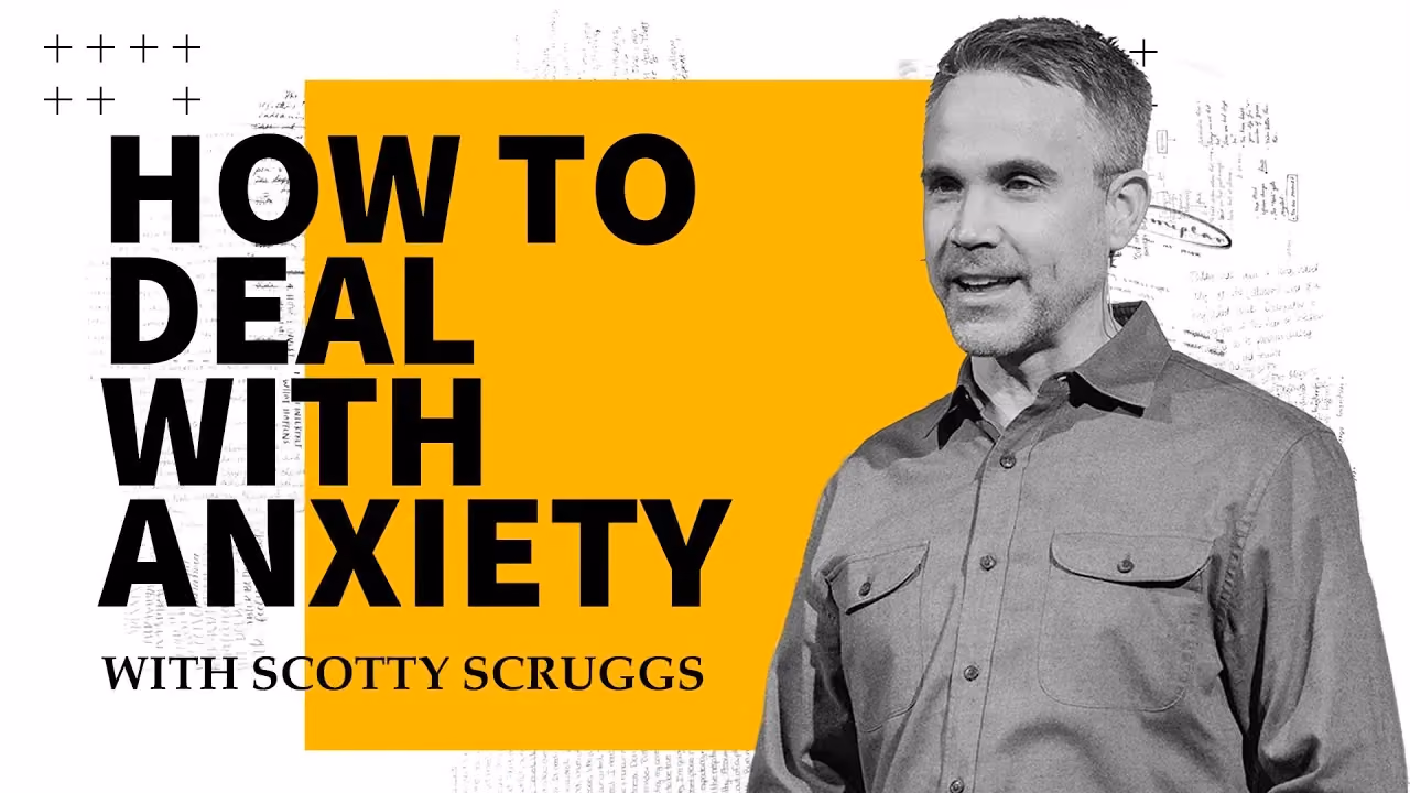 How to Deal With Anxiety with Scotty Scruggs, mid-sentence in a black-and-white portrait.