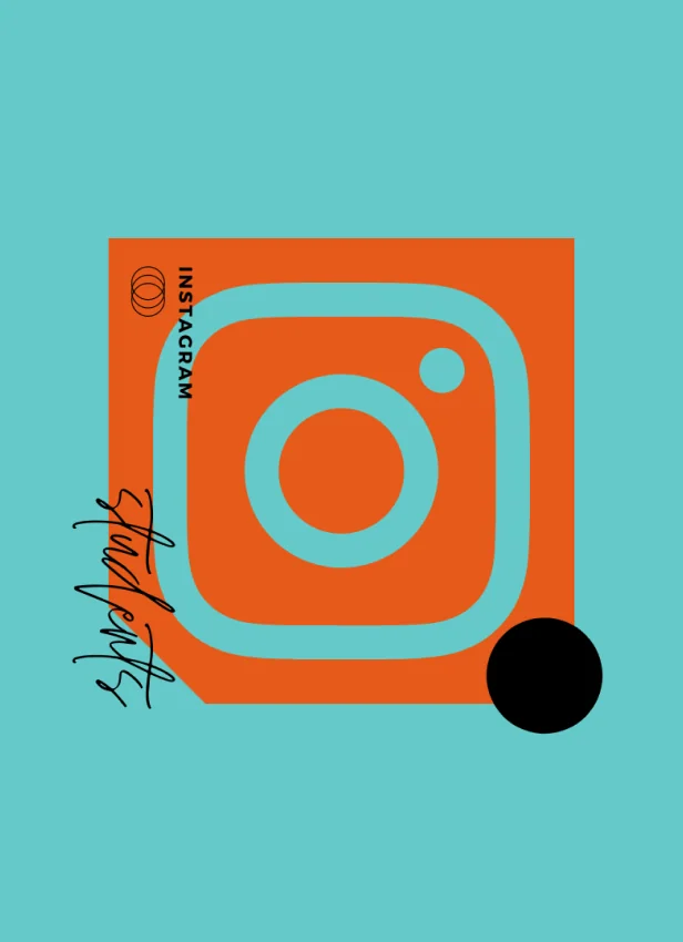 The Instagram logo on an orange background.
