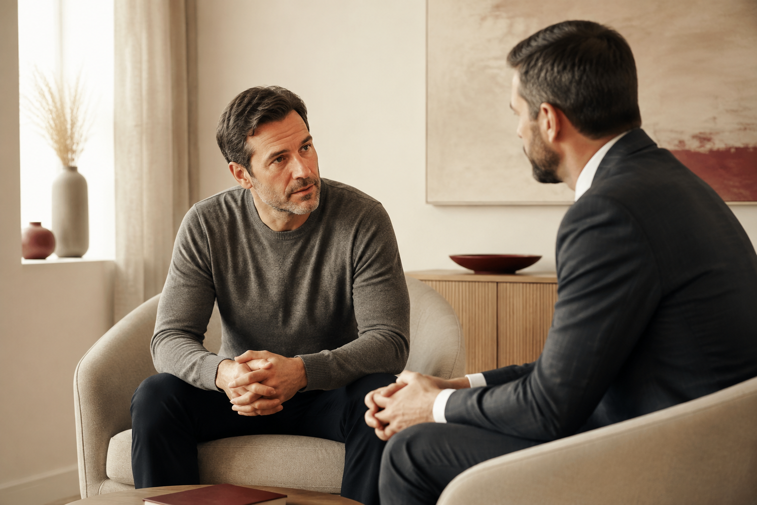 Man discussing premature ejaculation with a clinician