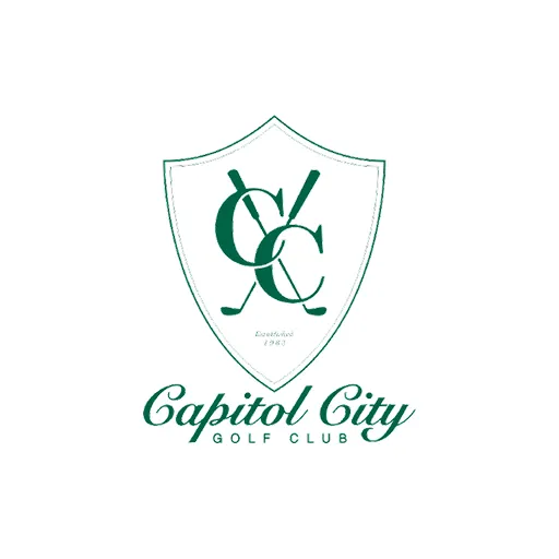 Capitol City Golf Club logo with shield, golf clubs, and text established 1923.