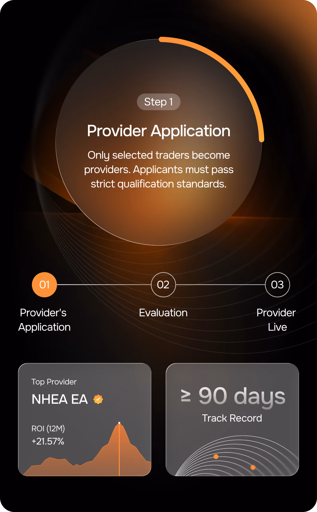 Selection mobile step 1 Provider Application
