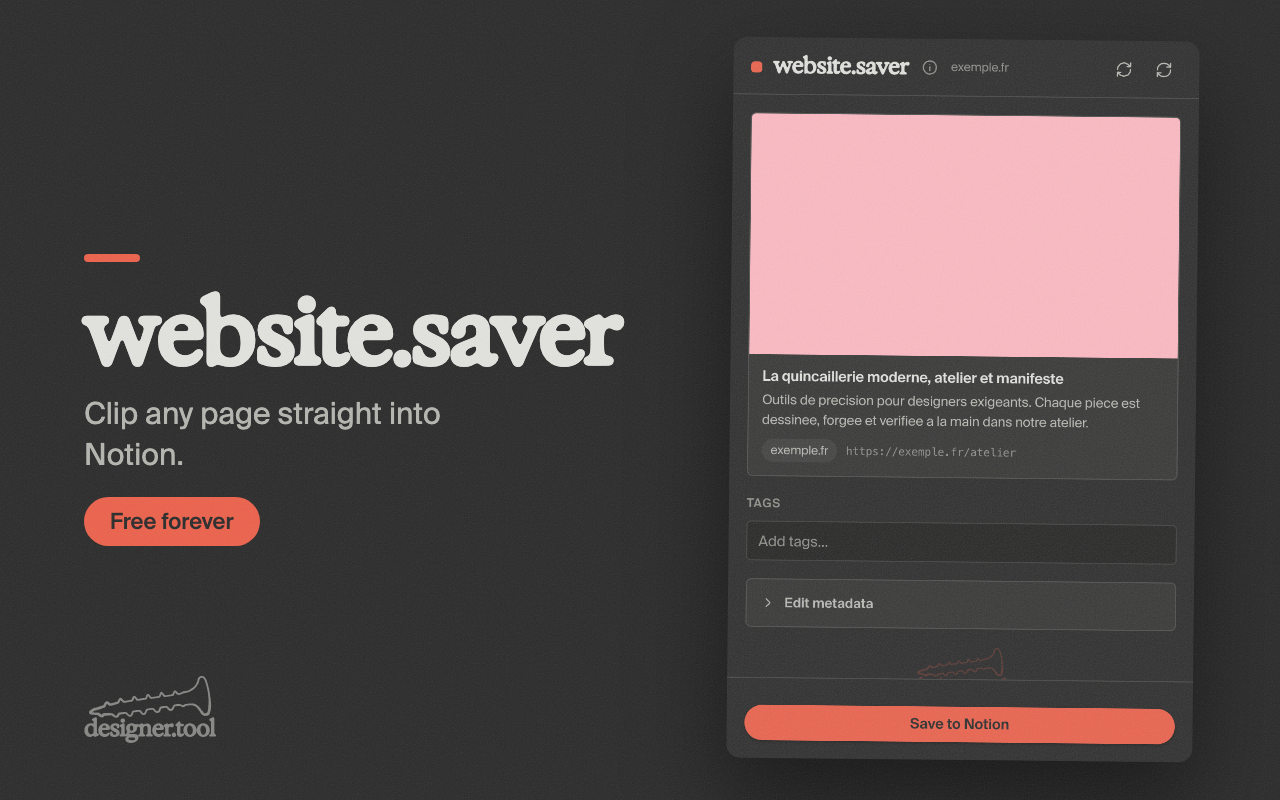 designer.tool — outil Website Saver