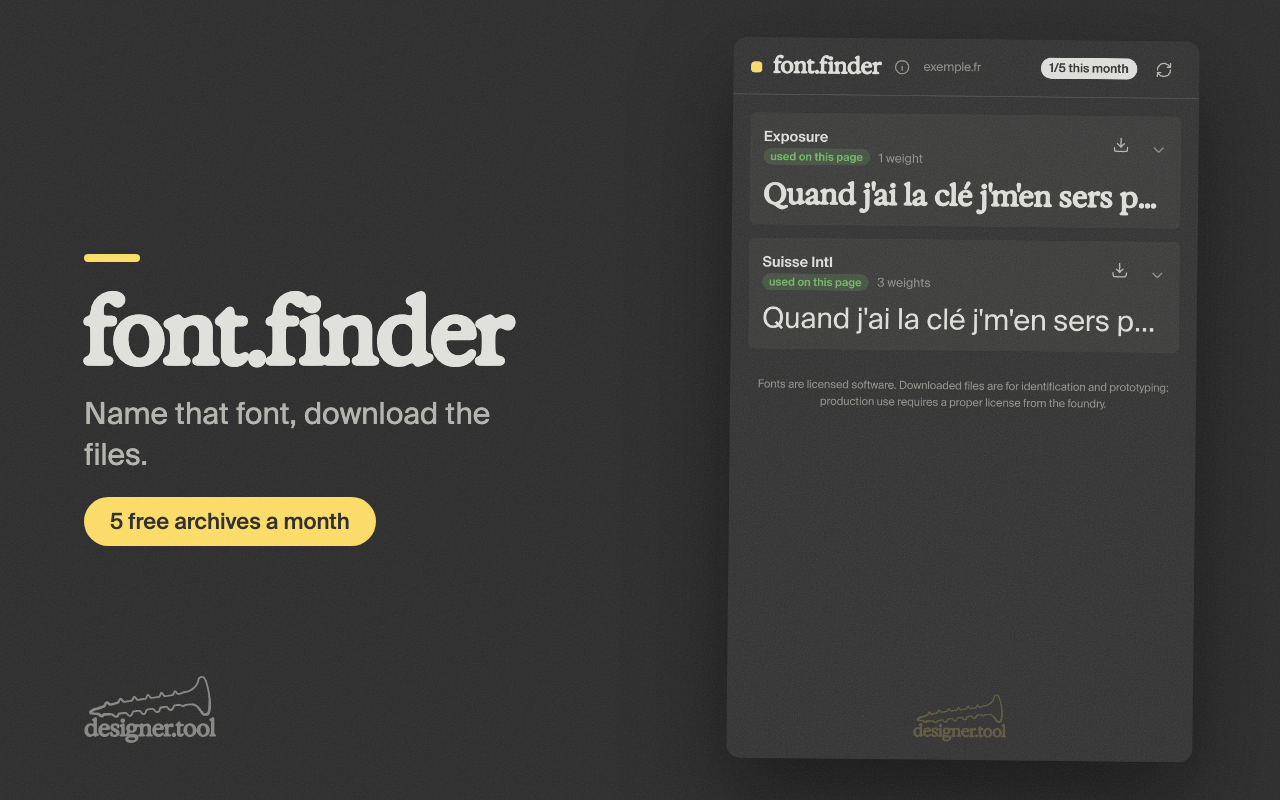designer.tool — outil Font Finder
