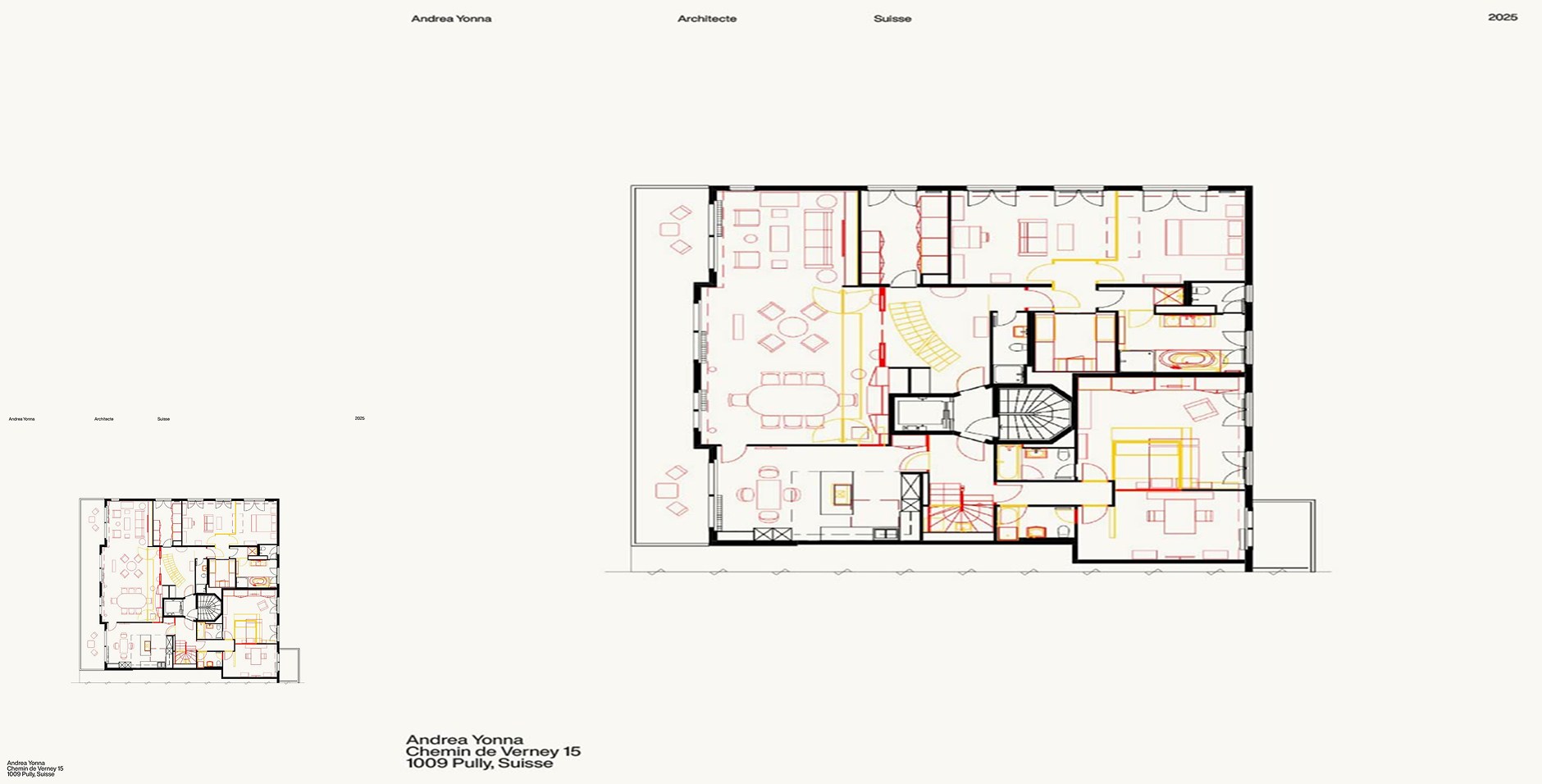 AYA Architecte : plans d'appartement mis en page sur la grille du site