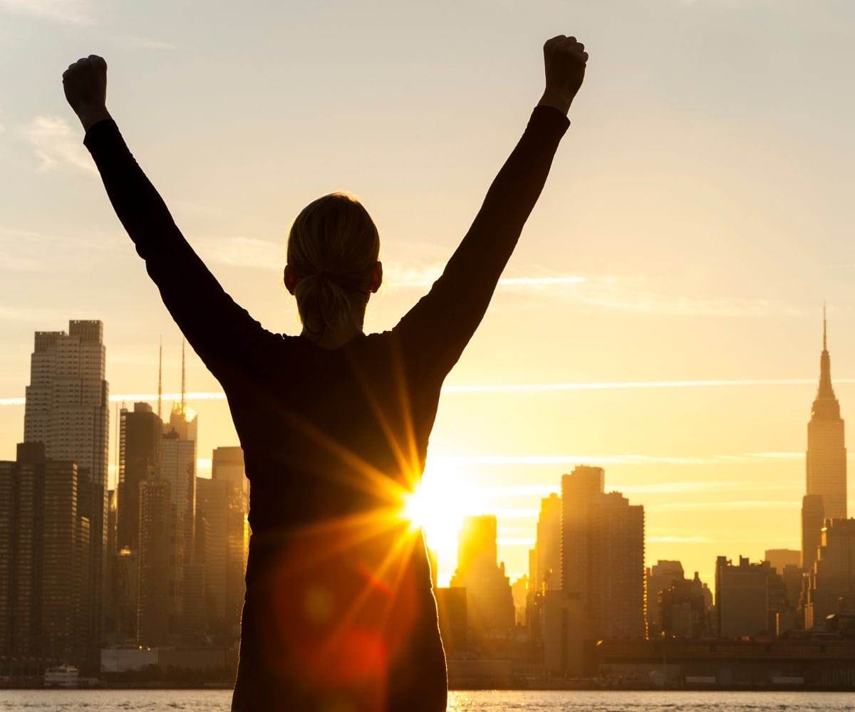 Healthcare professional celebrating a career win
