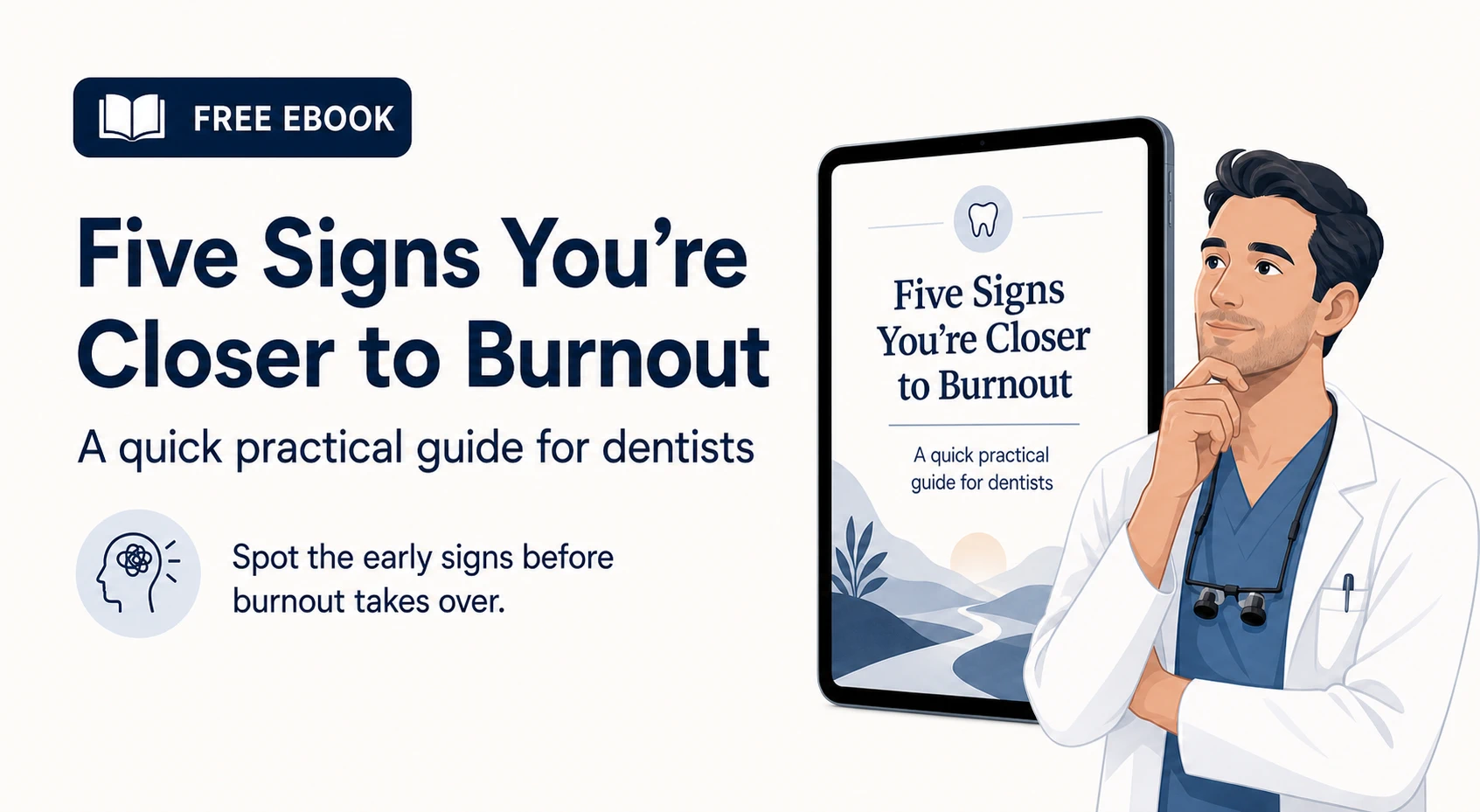 Illustration of the free burnout guide ebook for dentists