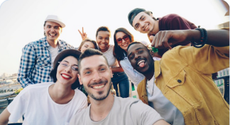 Diverse multicultural group of friends