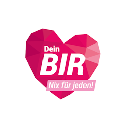 Logo von deinBIR. Das Logo zeigt ein stilisiertes rotes Herz und den Text Dein BIR Nix für jeden!
