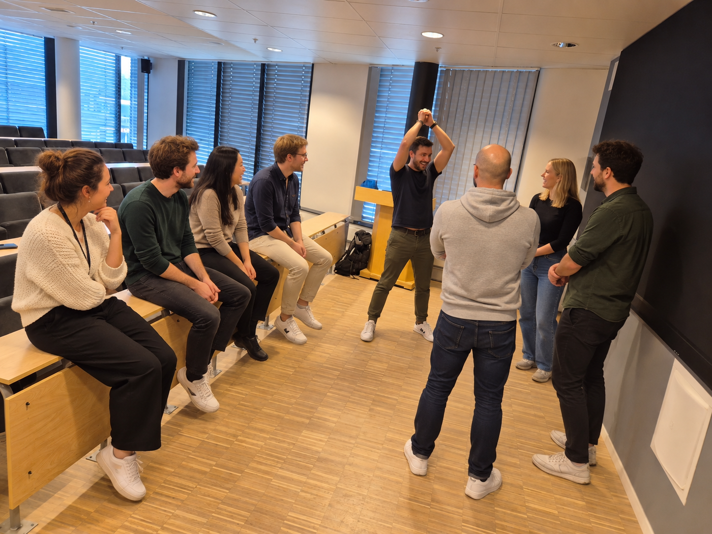 Team participating in an experiential innovation and creativity workshop