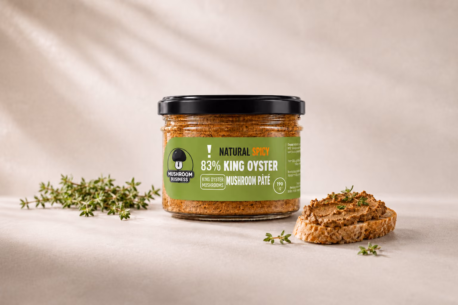 Vegan king oyster mushroom pâté in jar