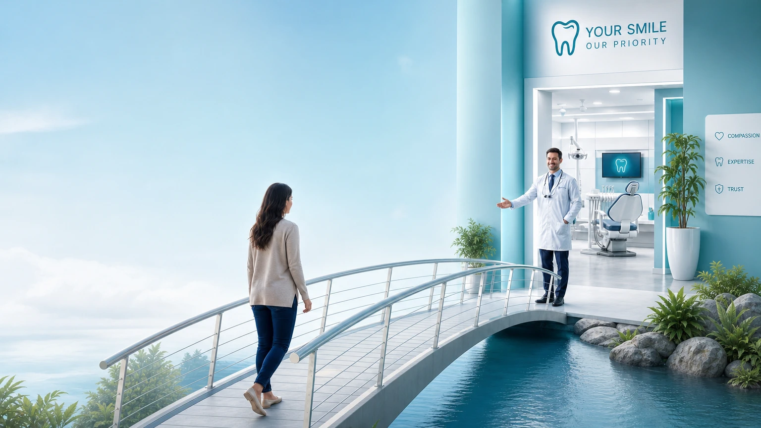 Patient and healthcare provider communicating on the trust bridge