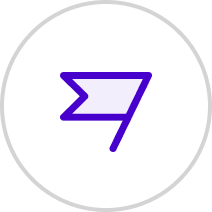Purple rightward arrow resembling a fast-forward or next icon inside a light gray circular border.