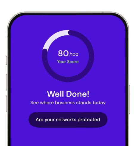 Olerin cyber health check score of 80 out of 100 shown on a phone