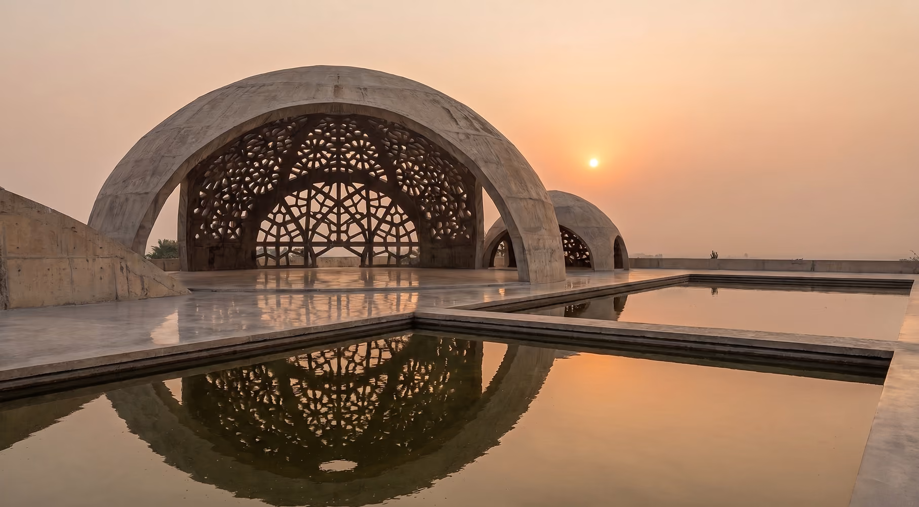 Concrete dome casting geometric shadows