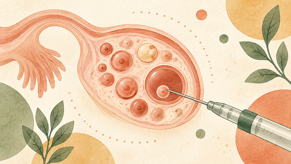 Illustration for IVF step 2: egg collection