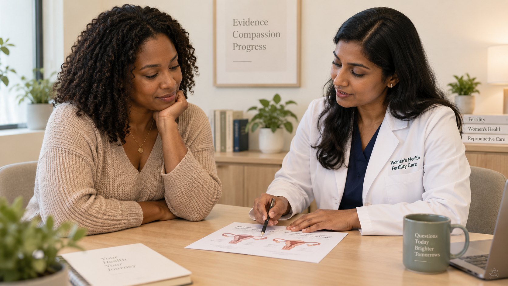A patient going through her plan with a Fertility Specialist at Veya