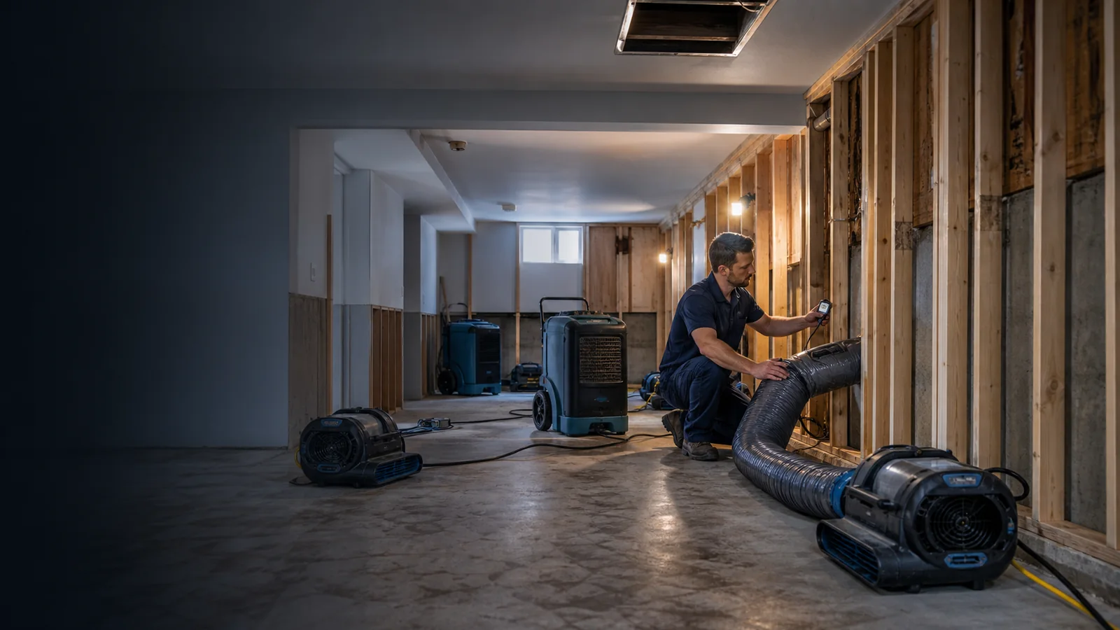Structural Drying & Dehumidification equipment and site work for a Calgary property