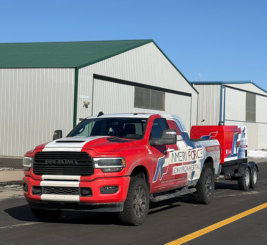 AmeriForce truck and decontamination trailer