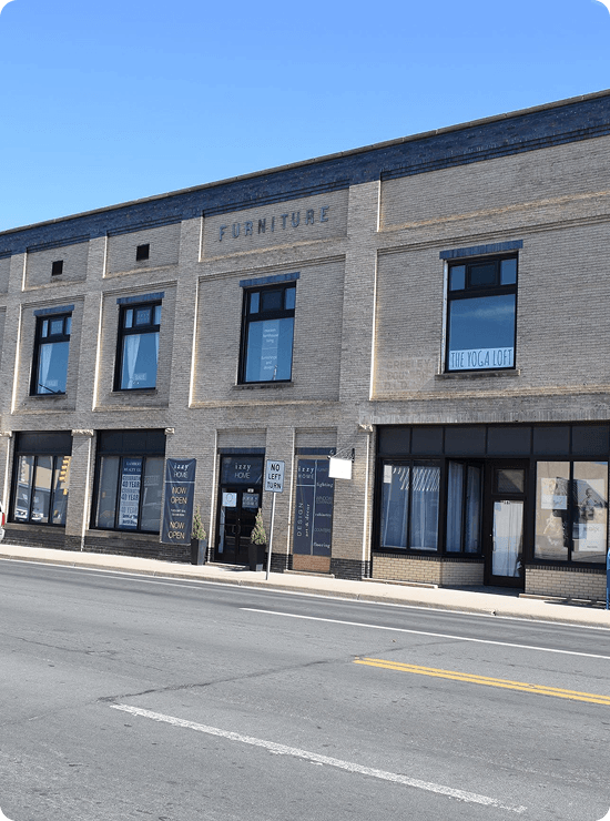 Historic Main Street storefronts in Brighton
