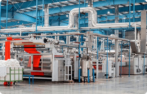 Industrial plant interior with process piping