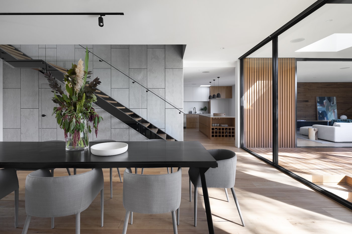 Ridgeline House — redwood interior facing the ridge