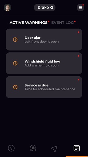 Active warnings log