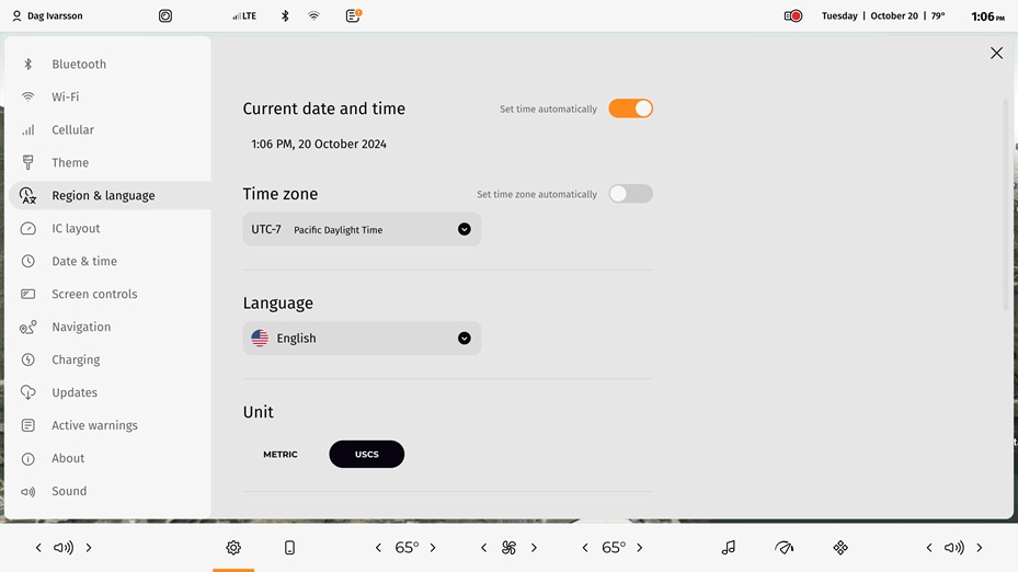 Region & language -light mode