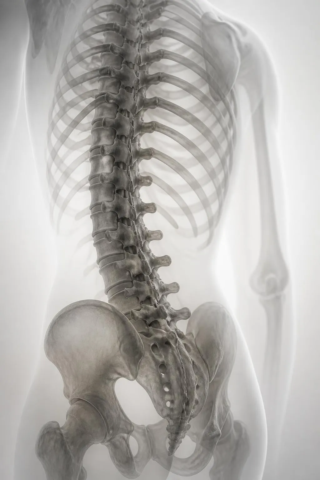 Anatomical illustration of the lumbar spine and back