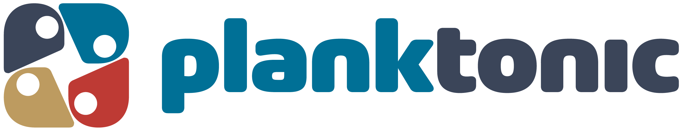 Planktonic brand logo with colorful abstract shapes and bold text.