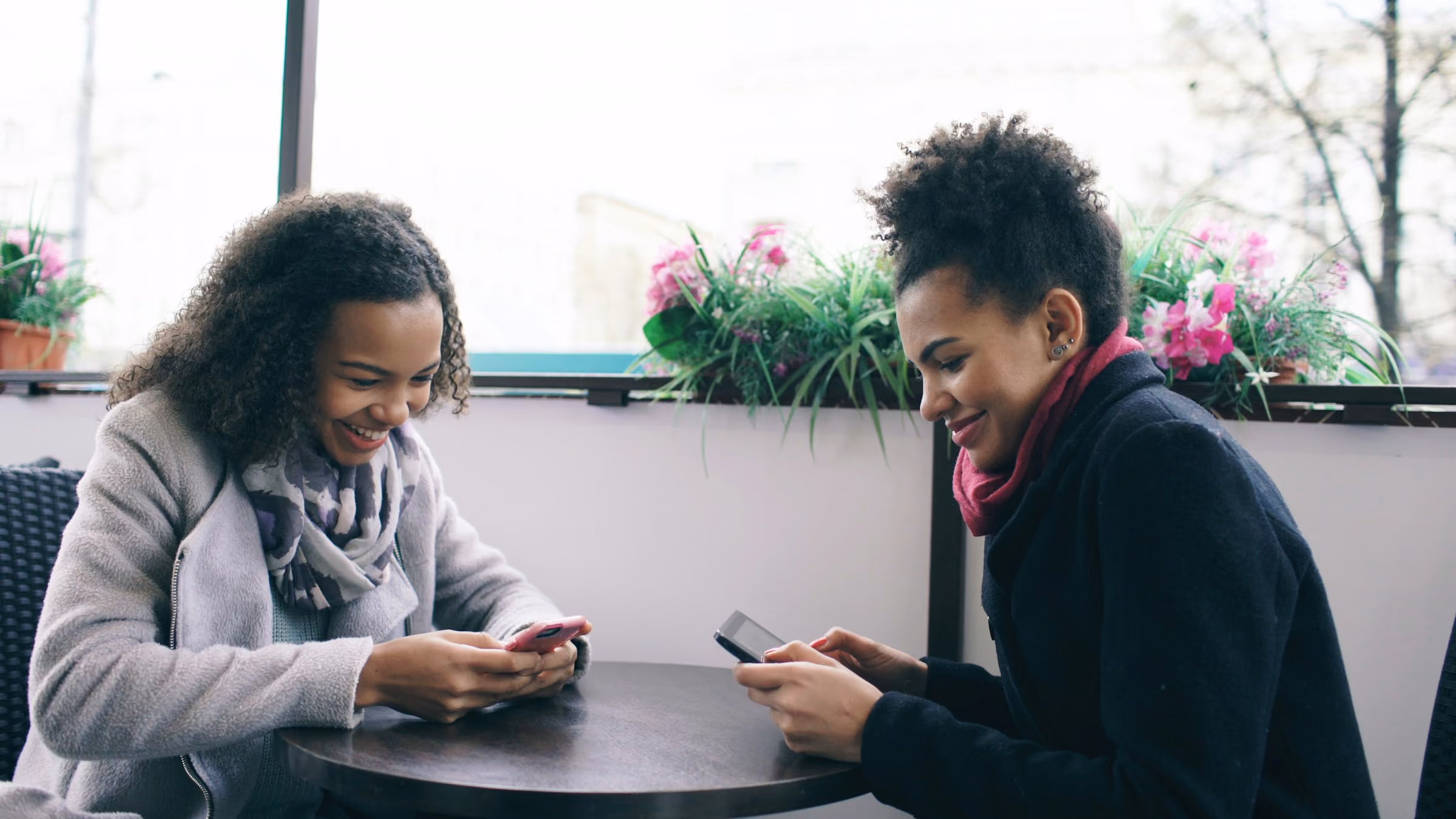 Two people connecting in a community setting