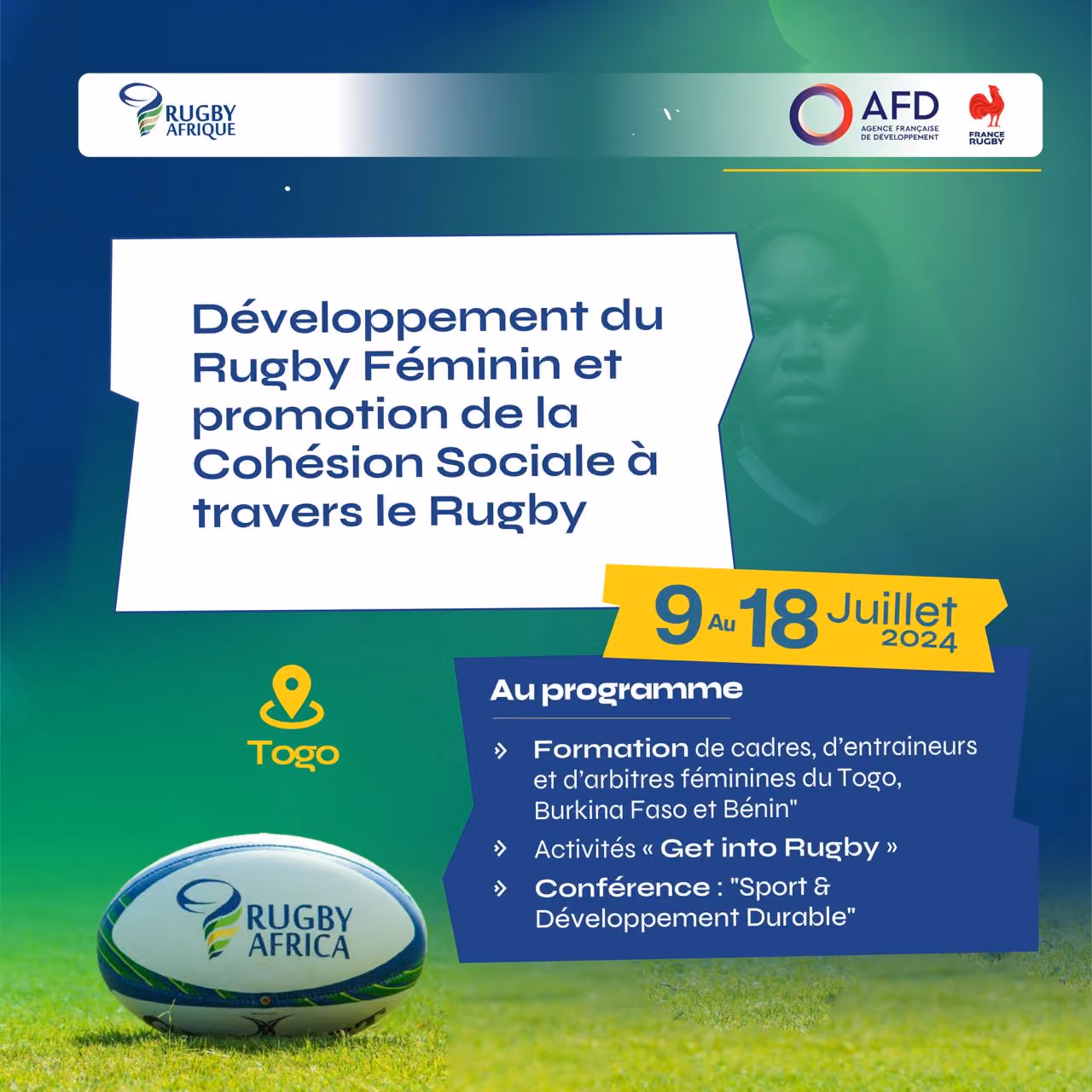 Développement du Rugby féminin africain : Lancement du Programme de renforcement des capacités des fédérations africaines de Rugby par l’AFD et Rugby Afrique au Togo
