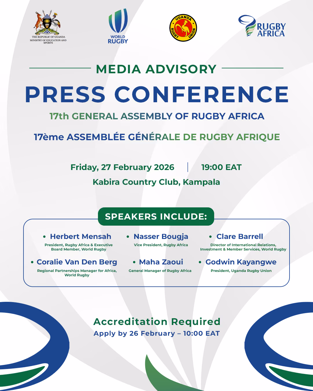 Media Advisory: Press Conference – 17th Rugby Africa Annual General Meeting in Kampala
