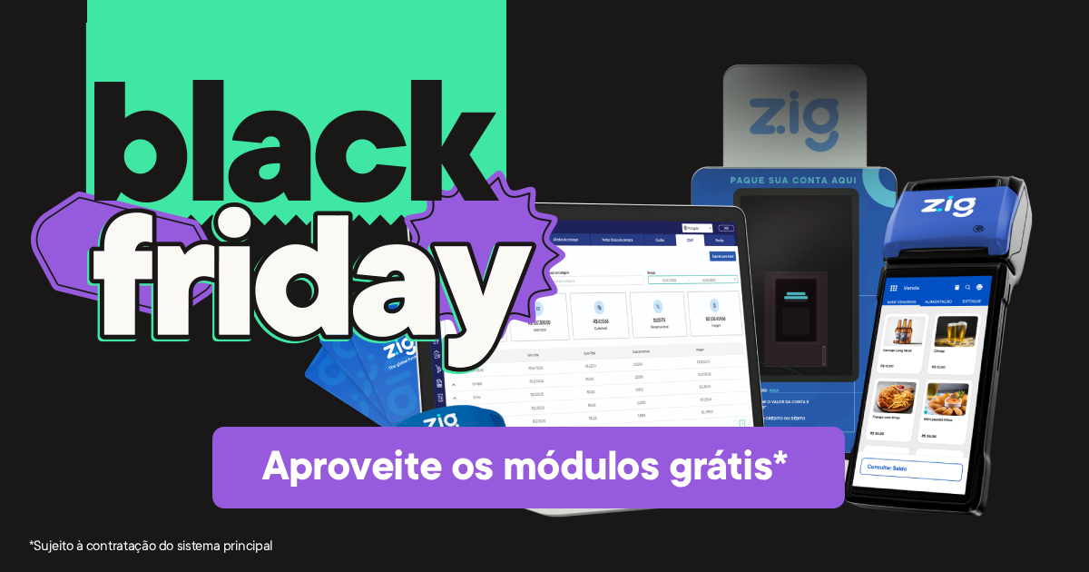 CRM e Giftback grátis Black Friday Zig -sistema de gestão para bares e restaurantes
