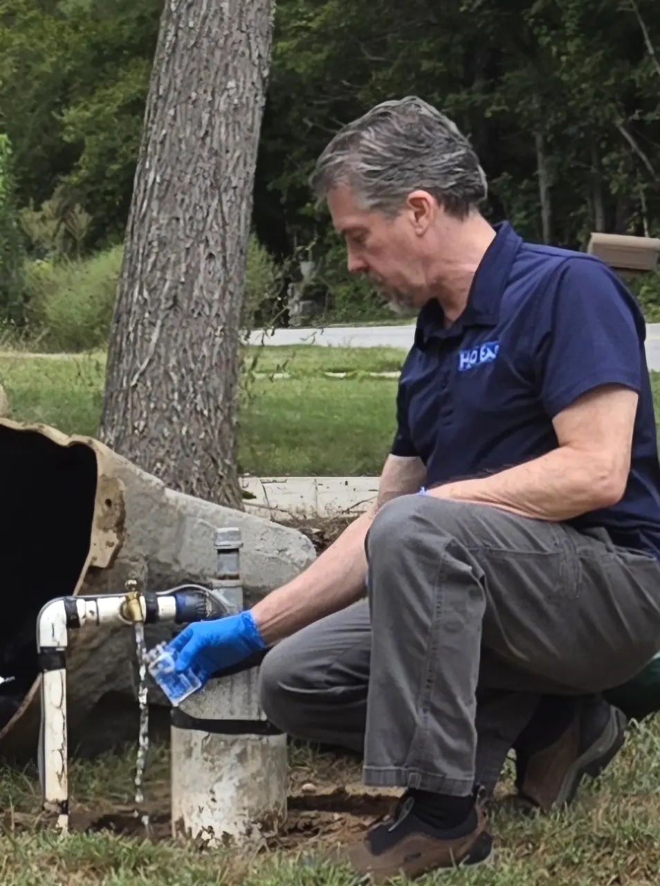 H2O Easy collecting a water sample from a private well in Western North Carolina