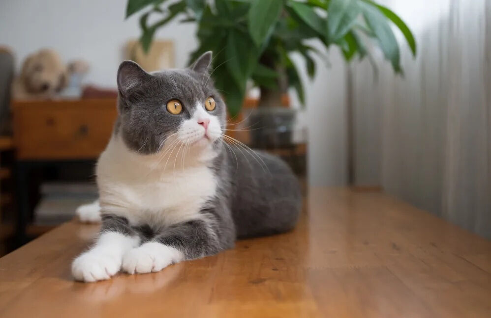 Cat in living room stock image