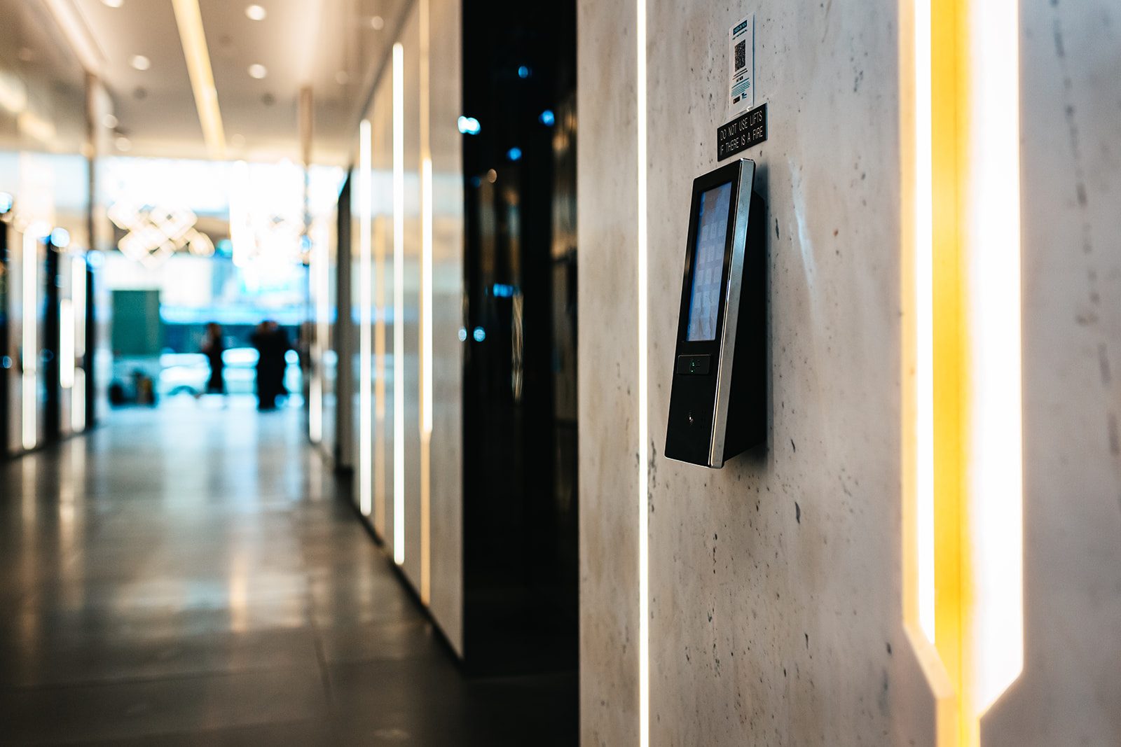 Destination control panel in a commercial lift lobby